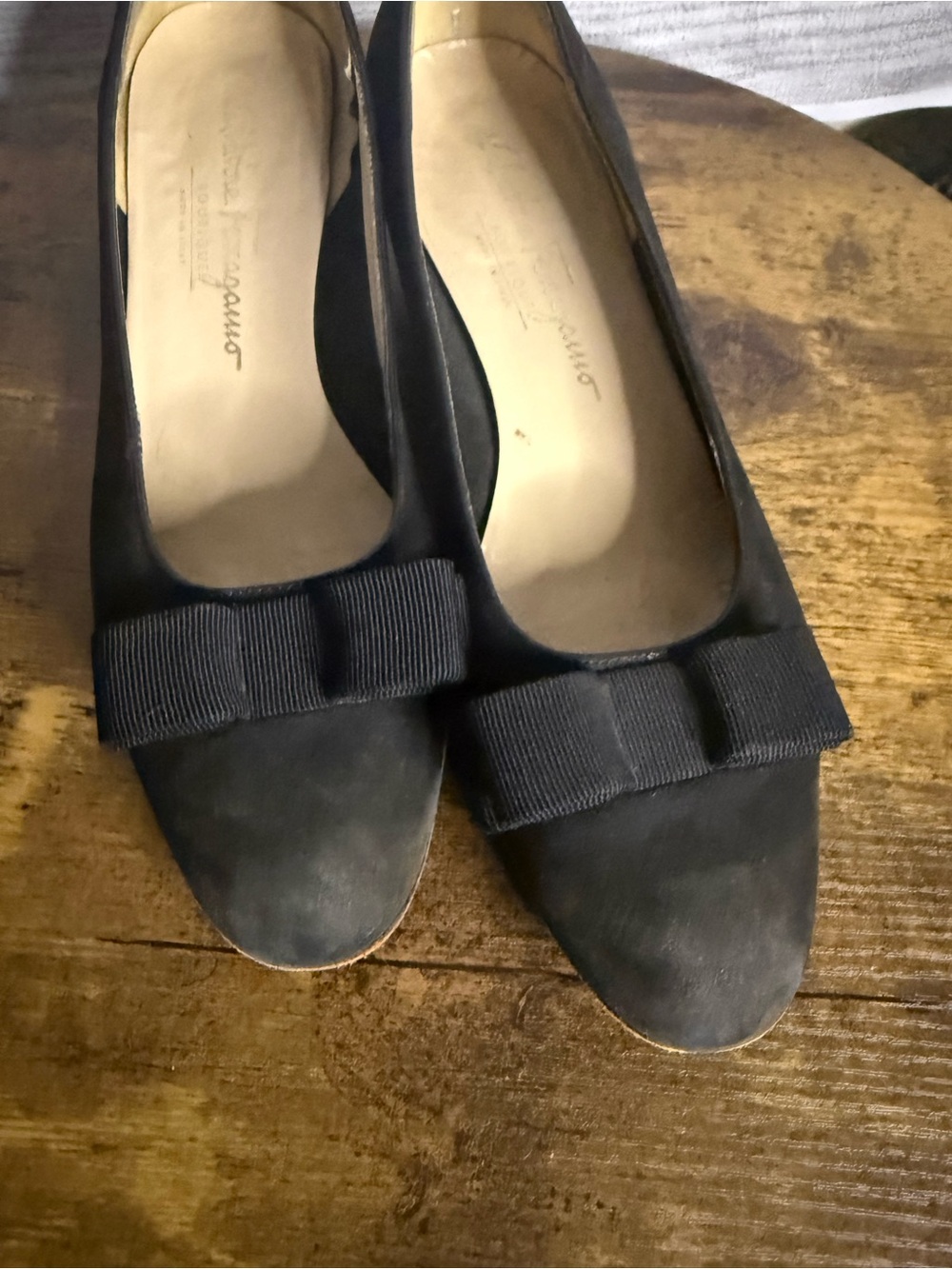 Salvatore Ferragamo Black Bow Flats